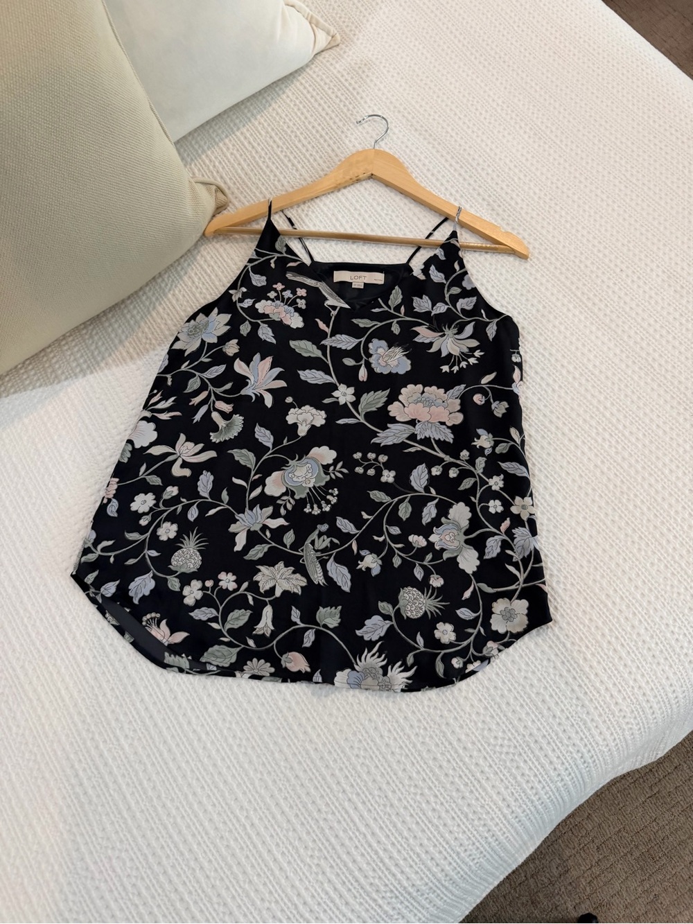 LOFT Charcoal & Pastel Floral V-Neck Camisole Top